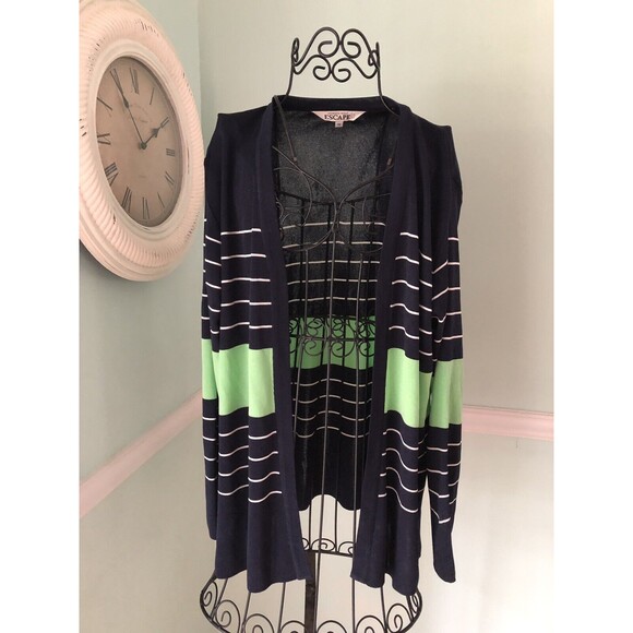 Howard Wolf Escape Medium Green Blue Cardigan Jacket Open Front Resort Wear - Picture 1 of 6